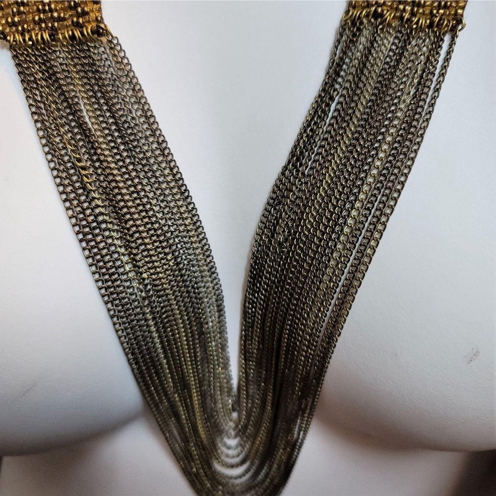 Elegant Hand Woven Seed Bead & Chain Necklace - Picture 5 of 8